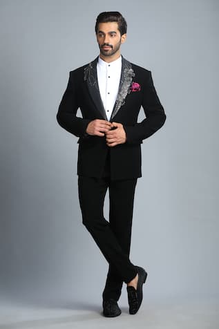 Char Chaand Seahorse Patchwork Embroidered Tuxedo Set 