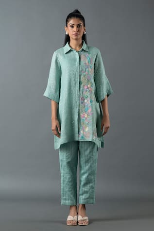 Oja Gota Embroidered Shirt Tunic & Pant Set 