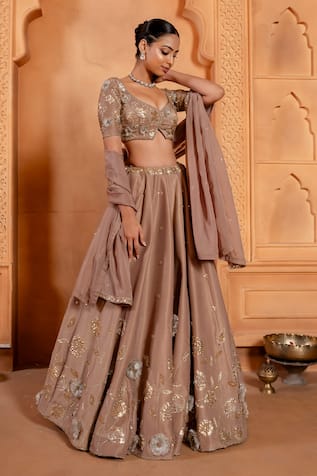 Enamour By Radha Floral Zari Embroidered Lehenga Set 