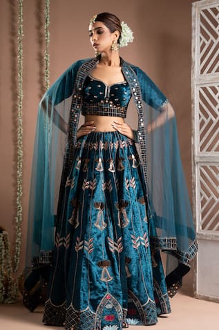 Ahi Clothing Velvet Zardozi Embroidered Lehenga Set 