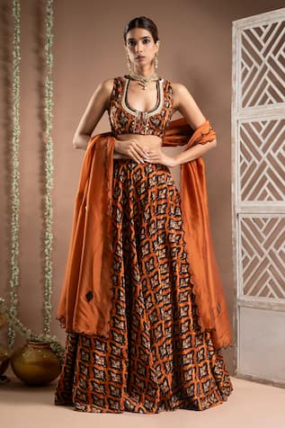 Ahi Clothing Floral Jaal Print Lehenga Set 