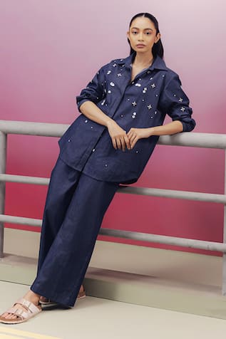 Kavya Singh Kundu Tom Bead Embroidered Shirt & Pant Set 