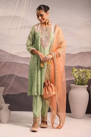 OMI Sana Mirror Embroidered Kurta Pant Set 