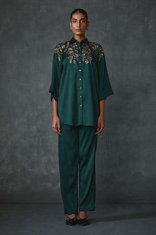 Namrata Joshipura Blossom Floral Hand Embellished Shirt With Pant 