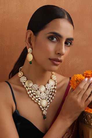 Swabhimann Kundan Embellished Necklace Set 