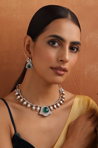 Swabhimann Tribal Teardrop Polki Necklace Set 