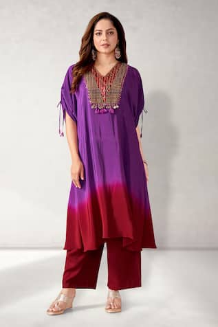 Aditi Somani Patola Yoke Kaftan With Pant 