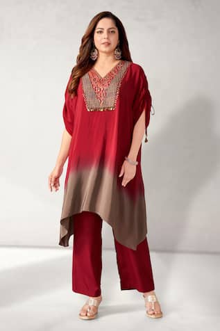 Aditi Somani Embroidered Yoke Kaftan With Pant 