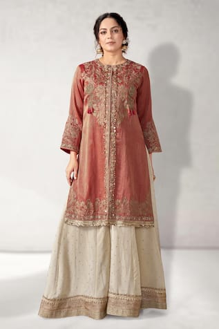 Aditi Somani Floral Embroidered Kurta With Sharara 