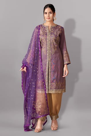 Aditi Somani Floral Embroidered Kurta Harem Pant Set 