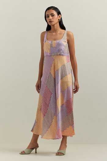 Shikha Malik Kalos Abstract Block Print Dress 