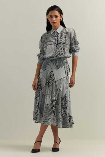 Shikha Malik Montage Print Skirt 