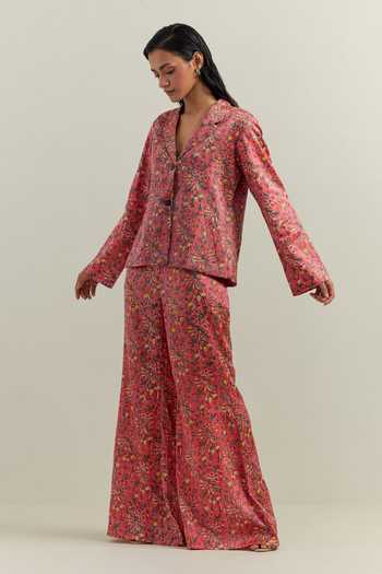 Shikha Malik Floral Block Print Flared Trouser 