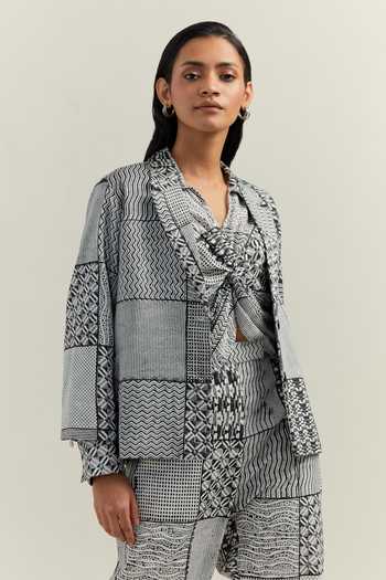 Shikha Malik Surface Montage Print Blazer 