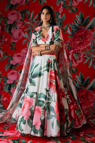 Payal & Zinal Gardenia Print Lehenga Set 