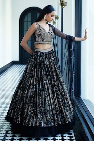 Basanti - Kapde Aur Koffee Sequin Butti Embroidered Lehenga Set 