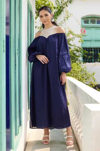 RAAS LIFE Ramya Cold Shoulder Sleeves Midi Dress 