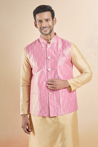 Cutdana Sequin Embroidered Pink Bundi 