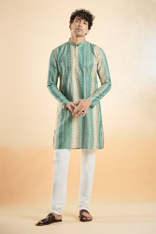 Zig Zag Woven Kurta With Churidar 