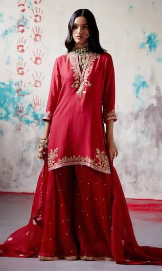 Deep Thee Floral Embroidered Kurta Sharara Set 