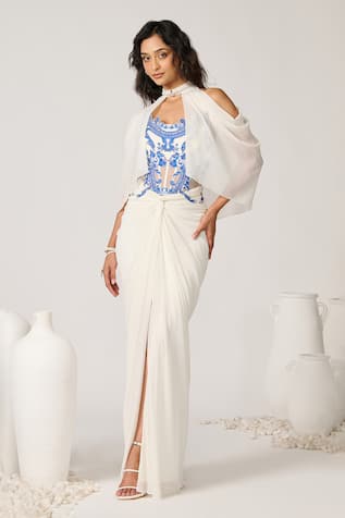 S&N by Shantnu Nikhil Floral Print Corset Gown 