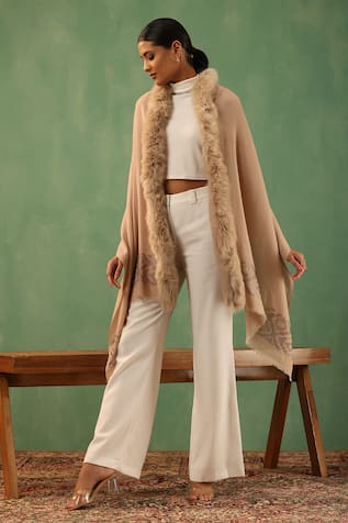 Margha Fur Border Embellished Stole 