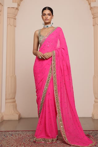 Arpita Mehta Zardozi Embroidered Saree With Blouse 