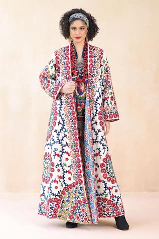 Payal Jain Thread Patchwork Embroidered Jacket 