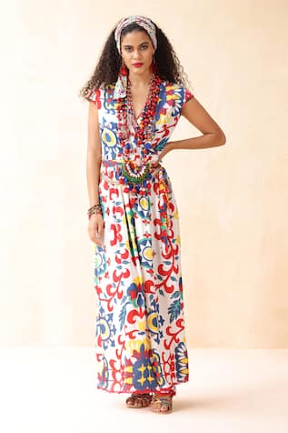 Payal Jain Vahida Abstract Floral Print Dress 