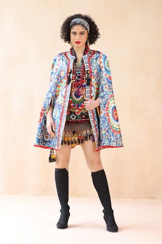 Payal Jain Hafsa Damask Bloom Print Cape 