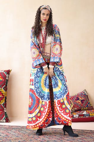 Payal Jain Gulnar Print Long Cape 