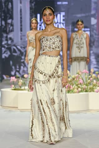 Payal Singhal Nisa Embroidered Off Shoulder Blouse & Sharara Set 