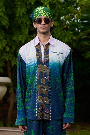 Triune Beach Club Abstract Pattern Shirt 