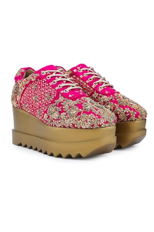 Anaar Swoon Town Marodi Embroidered Wedge Sneakers 