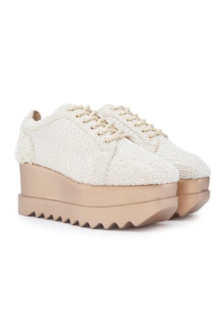 Kulfi Couture Bead Embellished Wedge Sneakers 
