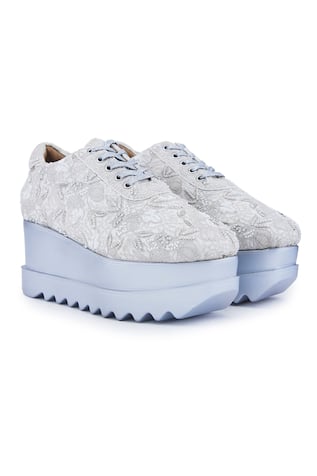 Vanilla Lulu Floral Woven Wedge Sneakers 