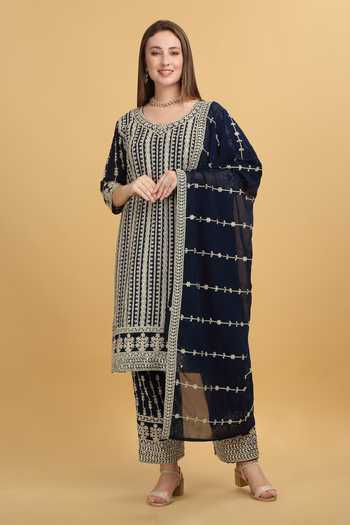 Aham-Vayam Khoobsurat Stripe Embroidered Kurta Set 