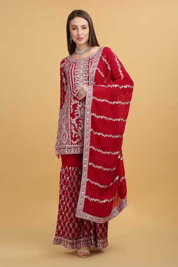 Aham-Vayam Kasbah Thread Embroidered Kurta Sharara Set 