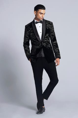 Sarab Khanijou Black Pearl Embroidered Tuxedo Set 