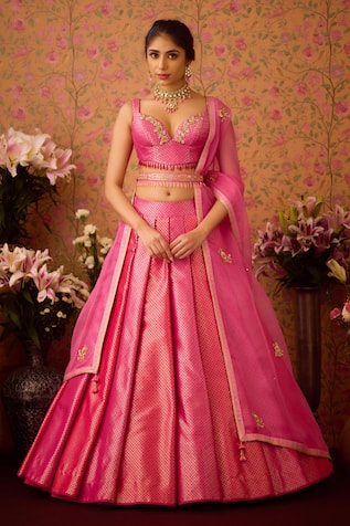 Shyam Narayan Prasad Florin Jaal Woven Brocade Lehenga Set 