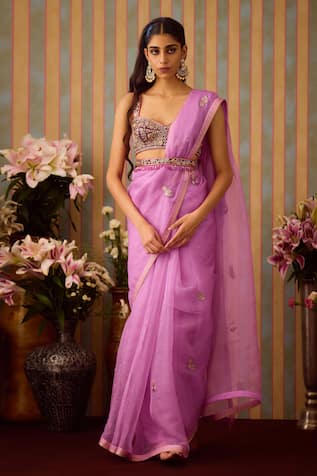 Shyam Narayan Prasad Zardozi Work Saree With Blouse 