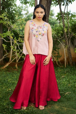 Purple Patch Camellia Top With Flared Pant 