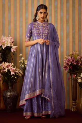 Shyam Narayan Prasad Zardozi Embroidered Anarkali Sharara Set 