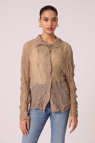 Scarlet Sage Paige Pleated Sheer Shirt 