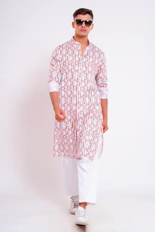 Studio Error Abstract Stripe Print Kurta 