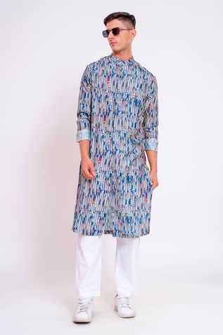 Studio Error Wavey Glitch Pattern Print Kurta 