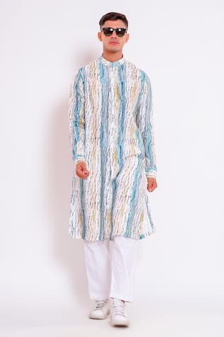 Studio Error Paint Brush Texture Print Kurta 