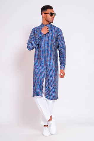 Studio Error Glitch Stripe Print Kurta 