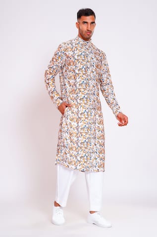 Studio Error Wavey Scribble Print Straight Kurta 