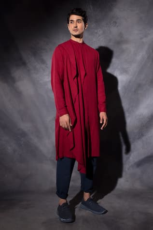 studio error Hand Embroidered Asymmetric Draped Kurta 